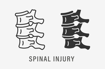 Spinal injury icons. Vector illustration isolated on white background.