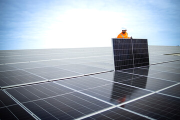 Installation process of solar panels for renewable energy use.