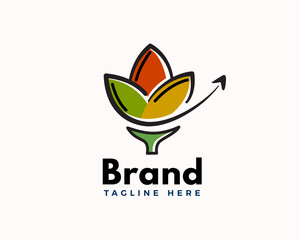 flower lotus bud arrow up target marketing travel logo icon symbol design template illustration inspiration