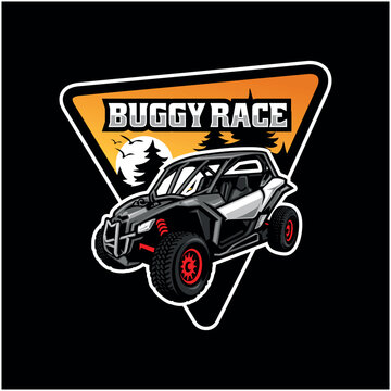 Buggy Extreme Sport illustration emblem logo vector in black background
