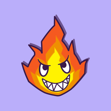 cartoon illustration of smiling flame