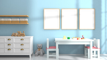 Kids Room with Picture Frame Mockup Template
