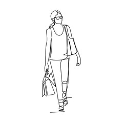 Shopper vector illustration drawn in line art style