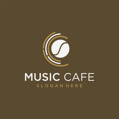 coffee shop logo design cafe with live music logo vector music and coffee combination logo
