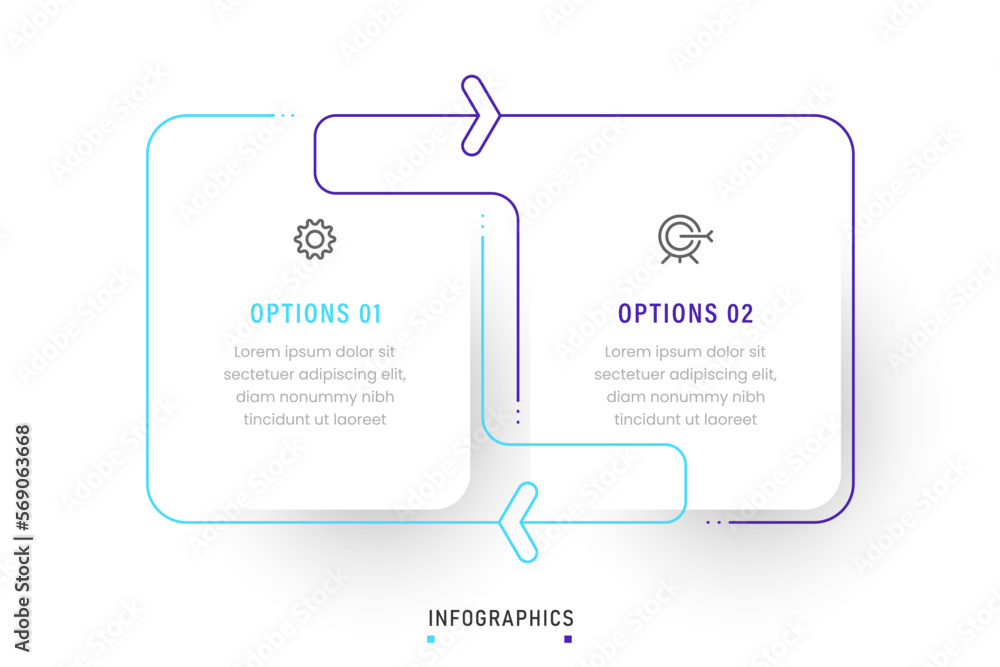 Wall mural vector infographic label design template with icons and 2 options or steps. can be used for process 