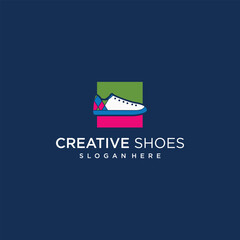 shoes sneaker boots shoes store logo men shoes vector sports style shoes logo template