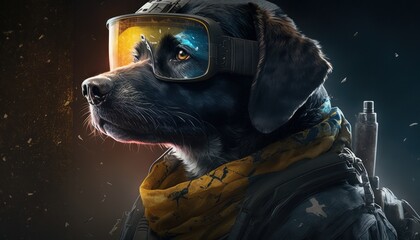 Creative 4k high resolution wallpaper art of a dog inspired by game movie with Tactical shooter with realistic military settings and weaponry by Photography (generative AI)