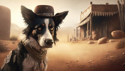 Creative 4k high resolution wallpaper art of a dog inspired by game movie with Western setting with a realistic art style and attention to historical detail by Photography (generative AI)