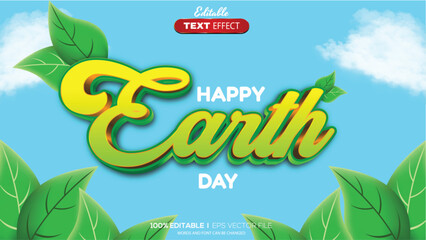 3D editable text effect earth day themePrint
