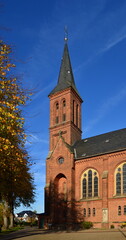Fototapeta premium Historical Church in Autumn in the Town Thedinghausen, Lower Saxony