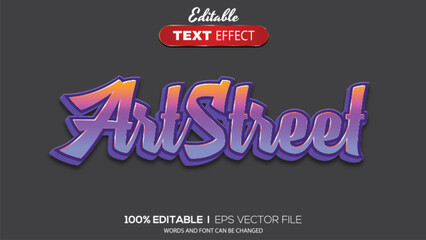 3D editable text effect art street theme