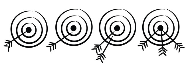 hand drawn doodle arrow and bullseye icon illustration vector