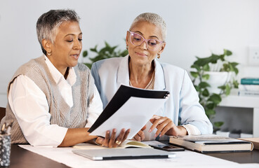 Collaboration, documents and meeting with a business team planning while working together in an...