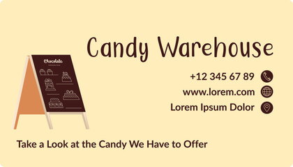 Candy shop business card with information vector