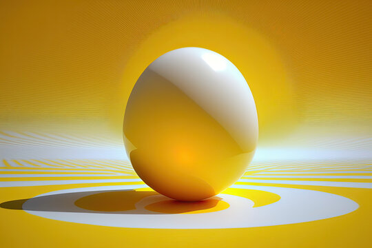 egg on bright yellow background. Generative AI image.