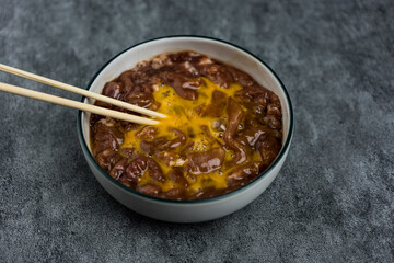 Pork sukiyaki. marinated pork slices are ingredients for cooking hotpot or and Sukiyaki. Popular dish for party with family or friends after work or for congratulation