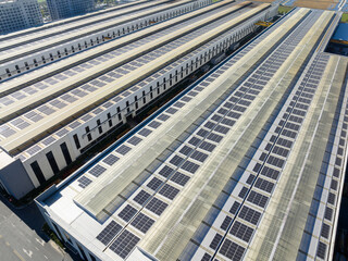 solar panels on factory rooftop