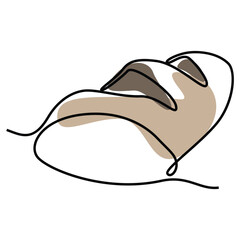 Single continuous line drawing of stylized sweet fresh bake bakery pastry in minimal continuous one line Modern one line draw design vector illustration for cafe or food delivery service