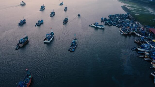 Fishing boats in the river Mandvi Goa