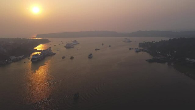 Sunset in the river Mandvi Goa