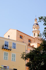 Colorful medieval town Menton on Riviera south Mediterranean sea city coast in France