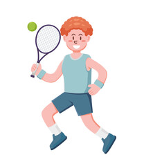 Fototapeta na wymiar people character playing tennis 