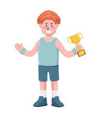 sport winner holding golden cup