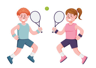 Obraz na płótnie Canvas people character playing tennis 