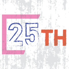 25th anniversary, twenty-fifth birthday, anniversary, round date. Background, greeting card. Vector, cartoon illustration.