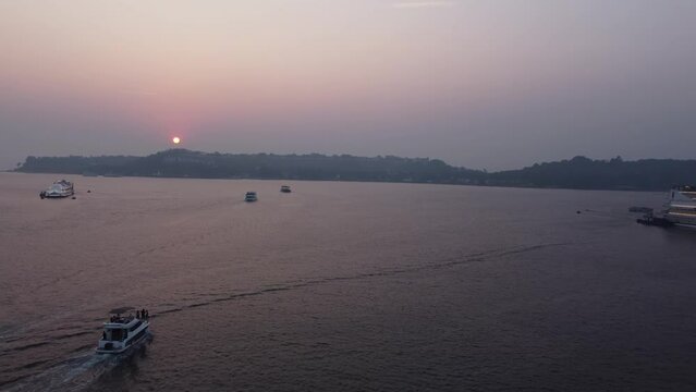 Sunset in the river Mandvi Goa