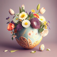 Happy easter banner, poster. Easter background. Holiday card design. Holiday greeting card. Generative AI