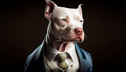 The Grace of the Wild: A Portrait of a Modern Pit bull in a Suit - Created with Generative AI