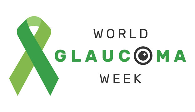 Vector illustration of World glaucoma week with green ribbon in white background