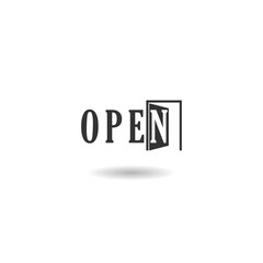 Open door logo icon with shadow