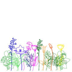 flowerdesign valentine natural line garden,flora,green,yellow,blue,orange,
red,illustration 