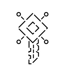 Digital key. Account authentication. Cyber security. Vector line. Editable outline stroke.
