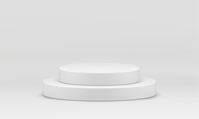 White 3d podium round steps stage award arena for event win competition celebration realistic vector