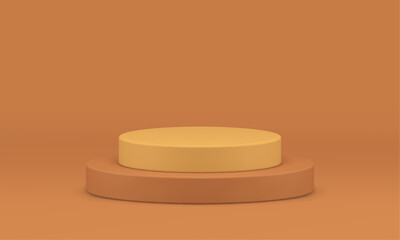 3d podium beige cylinder stage basic foundation for product promo presentation realistic vector