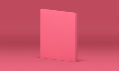 Pink 3d wall rectangular vertical platform geometric element isometric design realistic vector