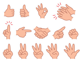 ハンドサインのイラストセット