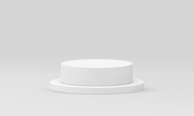 White 3d podium cylinder level platform steps basic foundation win champion award arena vector