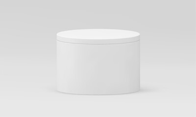 White 3d podium cylinder container box platform award arena realistic vector illustration