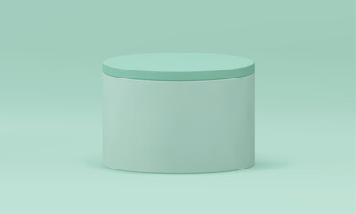 Green 3d podium cylinder package box basic foundation construction realistic vector