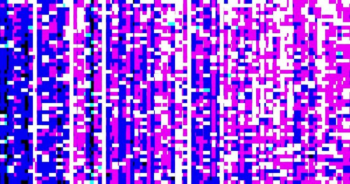 Videocassette recorder (VCR) Play Animation. VHS defects, artifacts and noise. Glitches of old damaged tape cassettes. Static TV noise