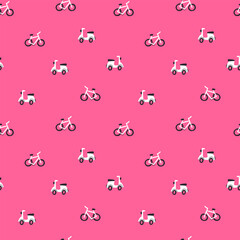 Seamless childish pattern with hand drawn cartoon cars. Creative kids texture for fabric, wrapping, textile, wallpaper, apparel. Vector illustration
