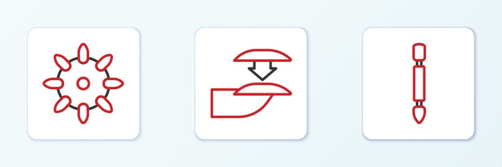 Set line Cuticle pusher, False nails and icon. Vector