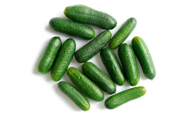 green fresh cucumbers isolated on white background