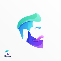 Blue Purple Colorful Barber Logo