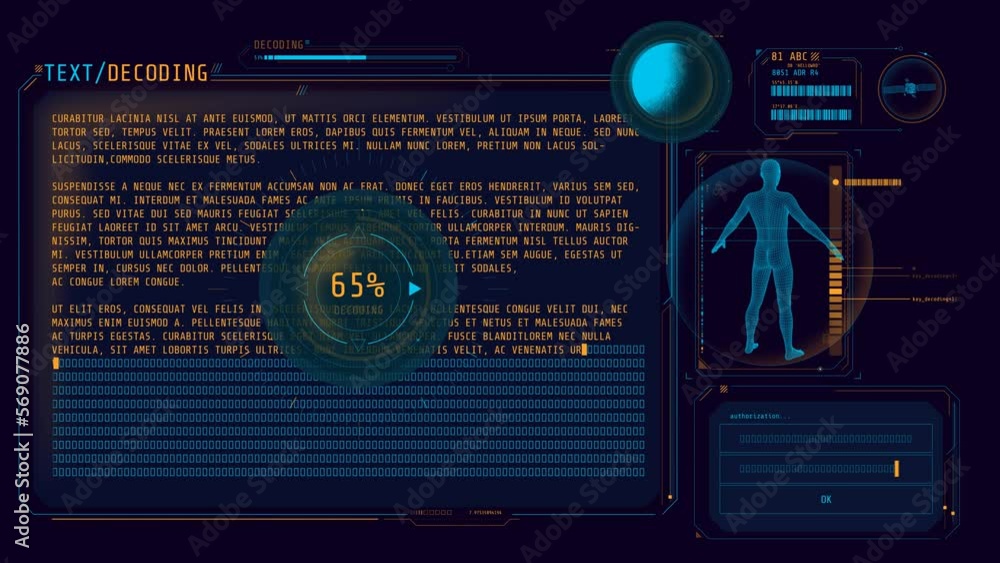Poster animated infographics on the theme of text decoding.