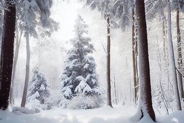 snow winter in forest peaceful landscape nature